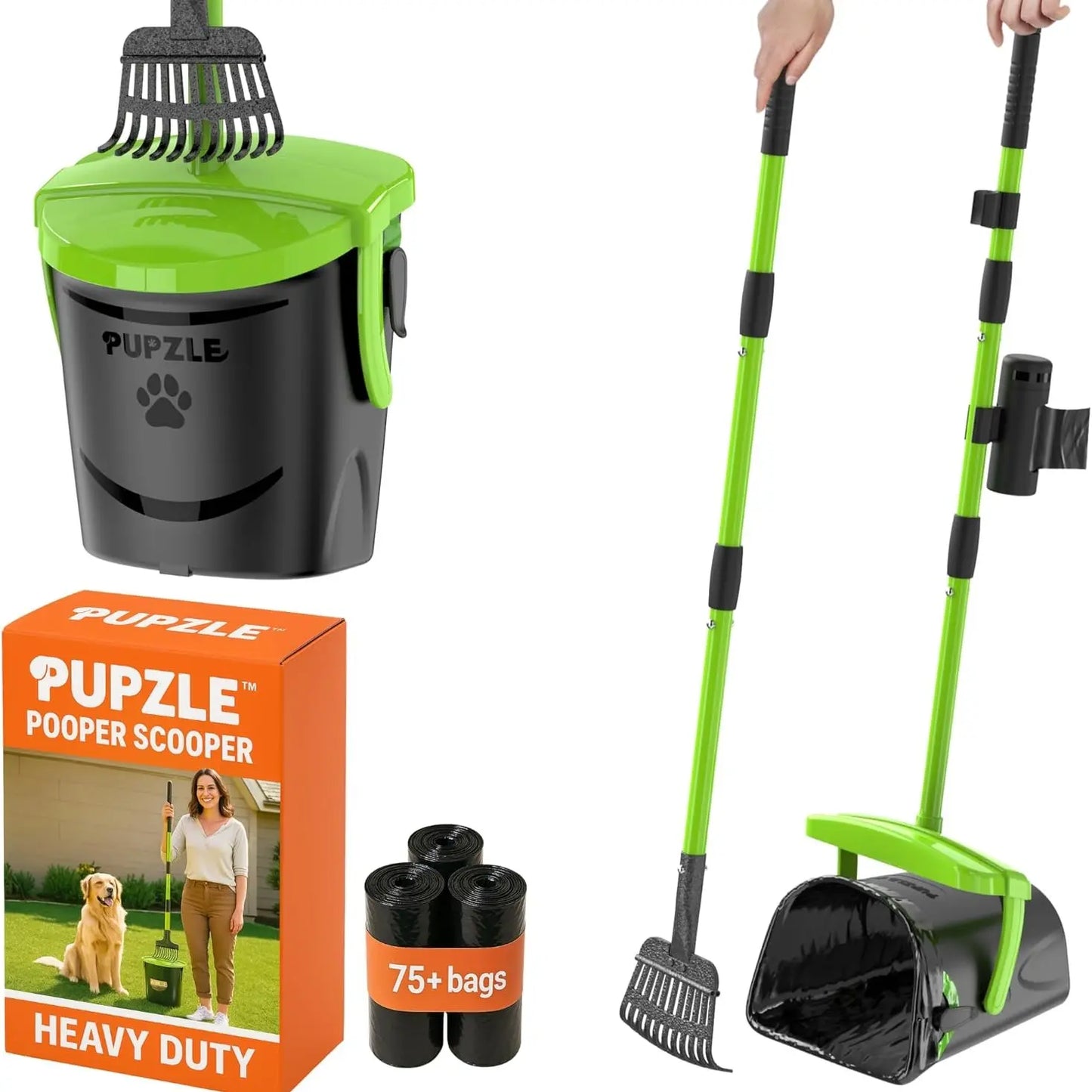 Pupzle Dog Pooper Scooper (40”) | No Bending, No Smell, Clean Pickup, Built to Last