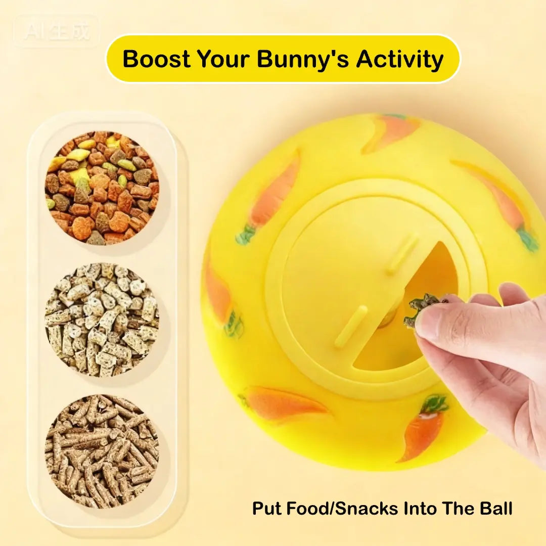 Rabbit Treat Dispenser Toy – Interactive Puzzle Slow Feeder Ball for Bunny, Guinea Pigs & Small Pets