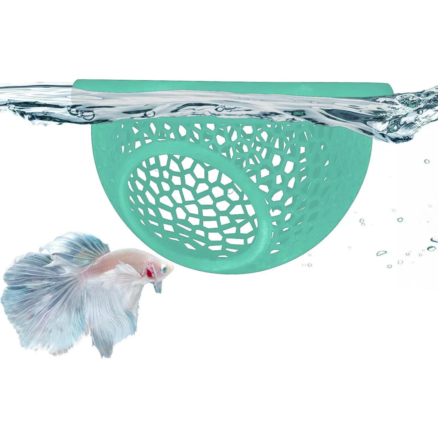 Floating Betta Habitat and Shrimp Cave – 3D Printed Aquarium Decor, Multi-Functional Hammock, Feeding Ring, and Secure Resting Area for Betta Fish, Shrimp, and Small Fish (Eco-Safe PETG Material)