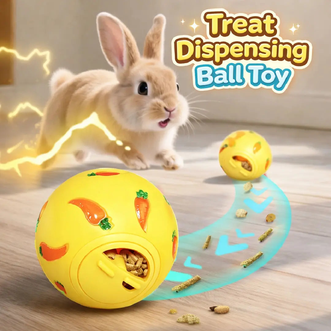 Rabbit Treat Dispenser Toy – Interactive Puzzle Slow Feeder Ball for Bunny, Guinea Pigs & Small Pets