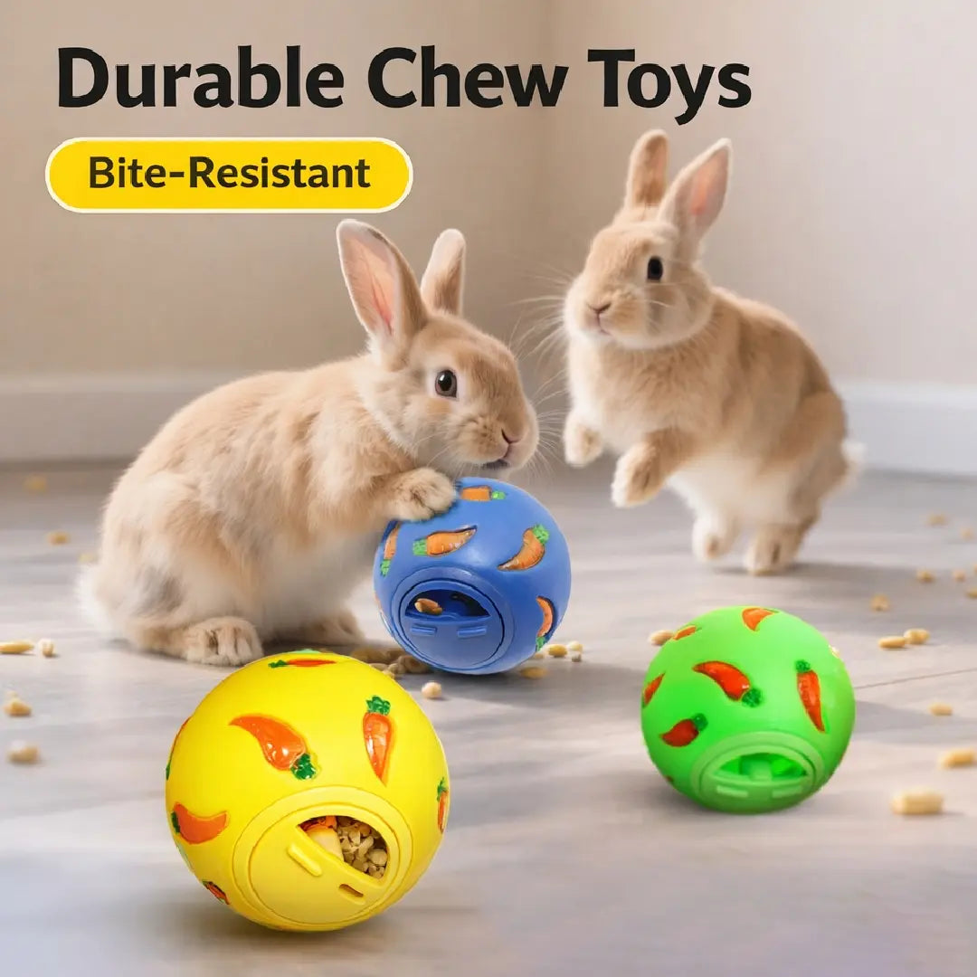 Rabbit Treat Dispenser Toy – Interactive Puzzle Slow Feeder Ball for Bunny, Guinea Pigs & Small Pets