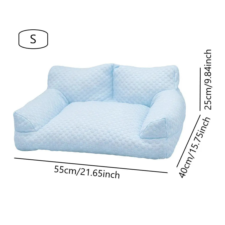Cooling Ice Bead Pet Sofa, Featuring 22℃ Cooling Fabric with Massage Bumps, Wear‑Resistant & Breathable, It Serves as a Cool Resting Spot for Small‑To‑Medium Dogs and Cats.