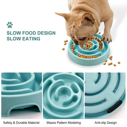 Plastic Dog Slow Feeder Bowl, Anti-Choke Design Ensures Safe Eating, Puzzle Snack Bowl Protects Neck, Pet Feeding Accessories