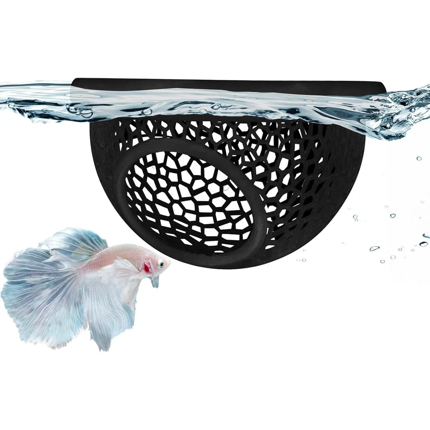 Floating Betta Habitat and Shrimp Cave – 3D Printed Aquarium Decor, Multi-Functional Hammock, Feeding Ring, and Secure Resting Area for Betta Fish, Shrimp, and Small Fish (Eco-Safe PETG Material)