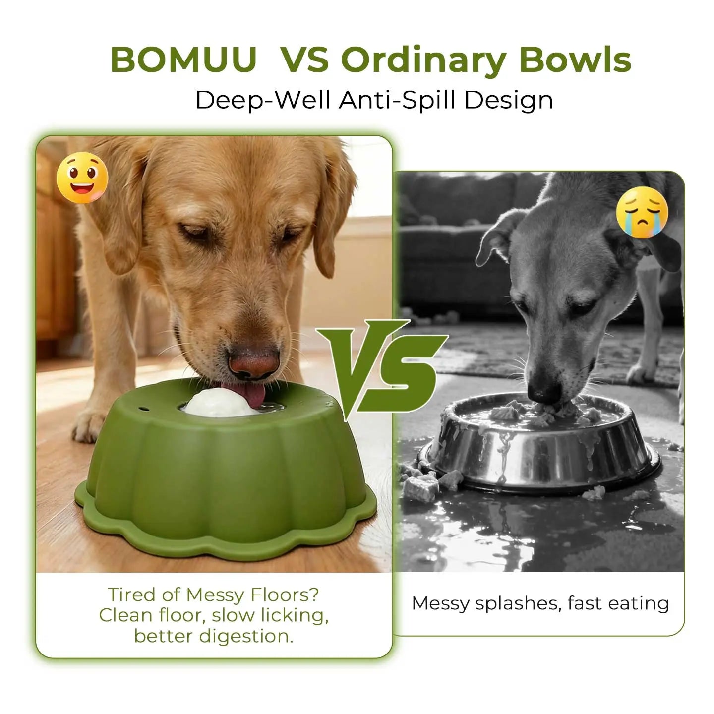 BOMUU Water Bowl,Yogurt Bowl,Dog Liquid Slow Feeder,Lick Bowl with Ball ,Oral Hygiene & Tongue Cleaning,No Mess Liquid Treat Enrichment Bowl for Dogs