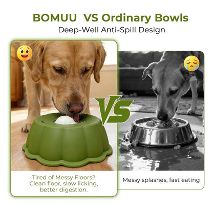 BOMUU Water Bowl,Yogurt Bowl,Dog Liquid Slow Feeder,Lick Bowl with Ball ,Oral Hygiene & Tongue Cleaning,No Mess Liquid Treat Enrichment Bowl for Dogs