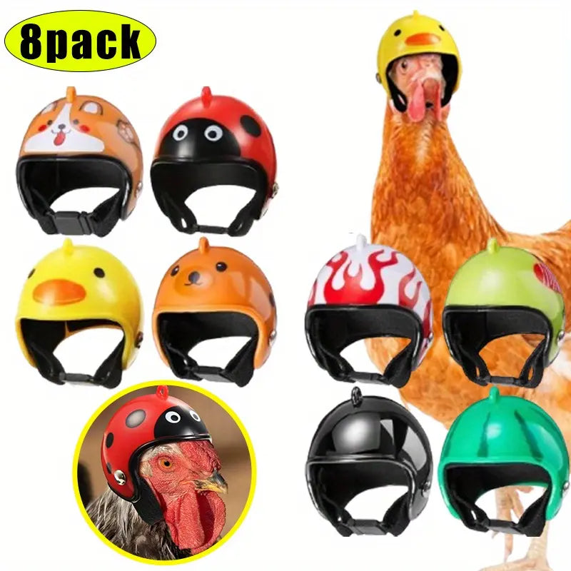 8-Piece Rainproof Chicken Hat Set - Stylish and Functional Protection Gear for Chickens and Parrots