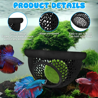 Floating Betta Habitat and Shrimp Cave – 3D Printed Aquarium Decor, Multi-Functional Hammock, Feeding Ring, and Secure Resting Area for Betta Fish, Shrimp, and Small Fish (Eco-Safe PETG Material)