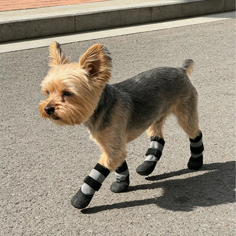 All-Season Pet Shoes Waterproof Socks, Dog Rain Boots Anti-Slip Durable, Outdoor Sports Puppy Foot Covers, Soft Sole Wear-Resistant, 4 Pairs