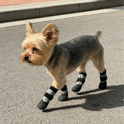 All-Season Pet Shoes Waterproof Socks, Dog Rain Boots Anti-Slip Durable, Outdoor Sports Puppy Foot Covers, Soft Sole Wear-Resistant, 4 Pairs