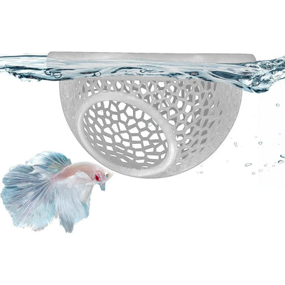 Floating Betta Habitat and Shrimp Cave – 3D Printed Aquarium Decor, Multi-Functional Hammock, Feeding Ring, and Secure Resting Area for Betta Fish, Shrimp, and Small Fish (Eco-Safe PETG Material)