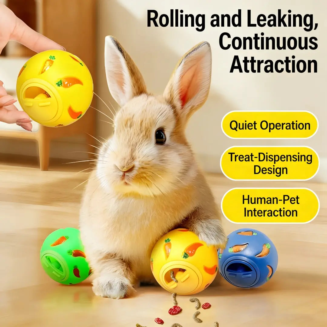 Rabbit Treat Dispenser Toy – Interactive Puzzle Slow Feeder Ball for Bunny, Guinea Pigs & Small Pets