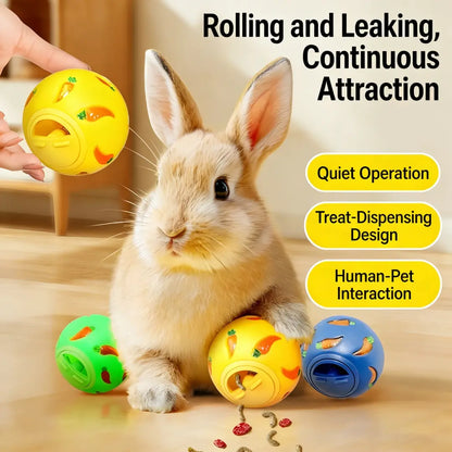 Rabbit Treat Dispenser Toy – Interactive Puzzle Slow Feeder Ball for Bunny, Guinea Pigs & Small Pets