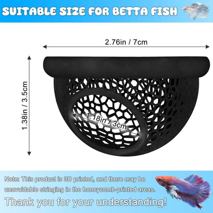 Floating Betta Habitat and Shrimp Cave – 3D Printed Aquarium Decor, Multi-Functional Hammock, Feeding Ring, and Secure Resting Area for Betta Fish, Shrimp, and Small Fish (Eco-Safe PETG Material)