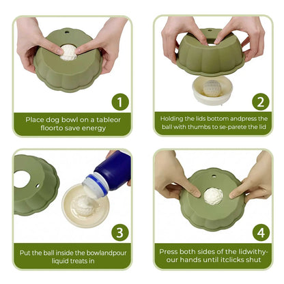 BOMUU Water Bowl,Yogurt Bowl,Dog Liquid Slow Feeder,Lick Bowl with Ball ,Oral Hygiene & Tongue Cleaning,No Mess Liquid Treat Enrichment Bowl for Dogs