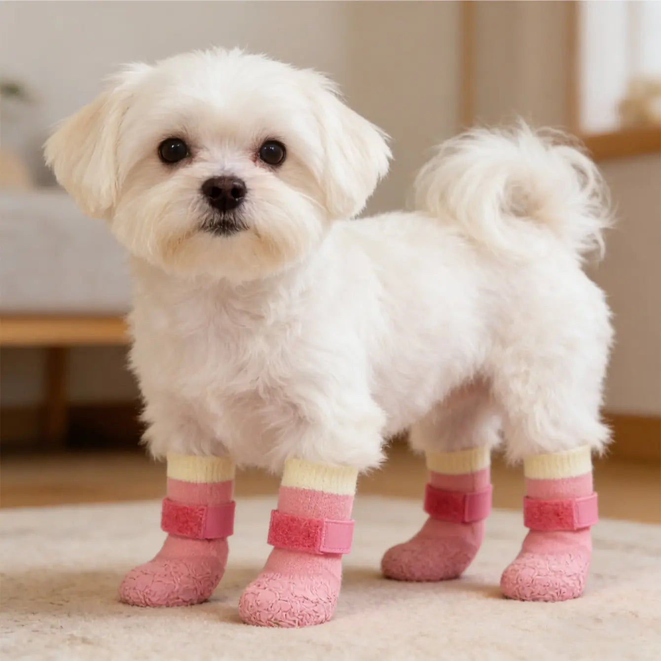 All-Season Pet Shoes Waterproof Socks, Dog Rain Boots Anti-Slip Durable, Outdoor Sports Puppy Foot Covers, Soft Sole Wear-Resistant, 4 Pairs