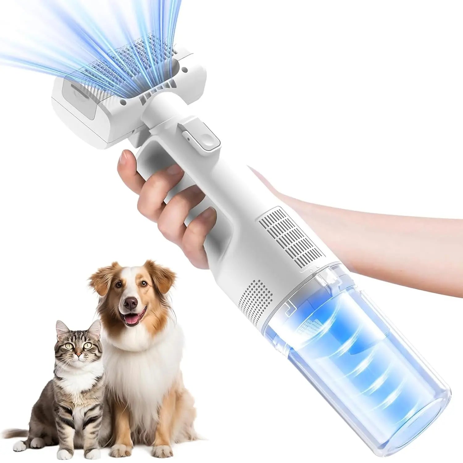 Cordless Pet Grooming Vacuum Set, 60Db Quiet Hair Removal,With 5 Pet Grooming and Cleaning Tools One-Touch Pet Hairremoval Vacuum Brush, Zero Airborne Hair Technology, Verysuitable for Anxious and Sensitive Pets.